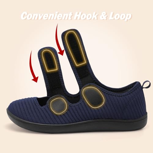 Image of Besroad Womens Walking Shoes Wide Diabetic Shoes Adjustable Barefoot Casual Sneakers Breathable Zero Drop Arthritis Edema Sneakers Indoor Outdoor