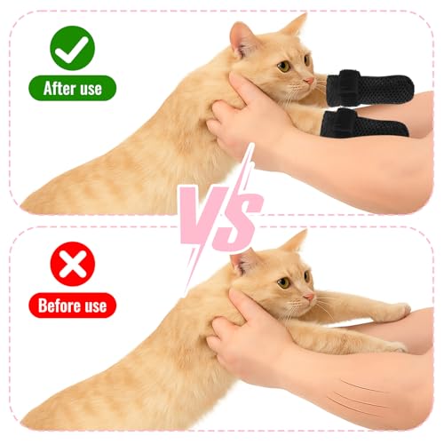 Image of 4Pcs Cat Shoes, Anti Scratch Cats Claw Covers, 3.62x1.57 Inches Breathable Mesh Nail Caps for Cats Claws, Adjustable Cat Mittens for Pet Bathing Feeding Cutting Nails(Black)