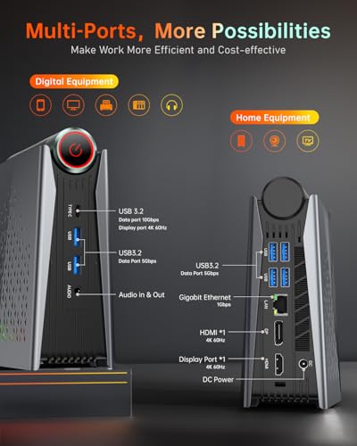 ACEMAGICIAN Mini PC, AMD Ryzen 9 6900HX(up to 4.9 GHz), 32GB DDR4 1TB NVME SSD Mini Tower PC, AMD Radeon 680M Mini Desktop Computer Support BT5.2/RGB Lights/HDMI/Type-C/Wifi6