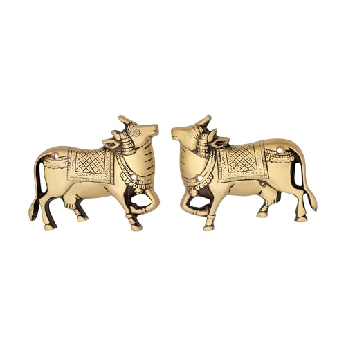 Image of Antique Brass Finish Cow Shape Door Hanging | Decorative Wall & Door Accent for Home Entrance | Traditional Indian Door Decor | Pooja Room, Main Door, Temple & Festive Decoration