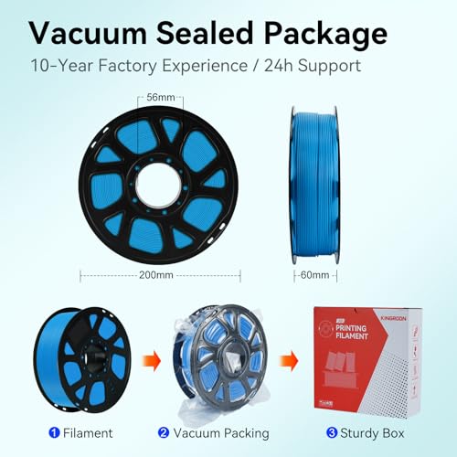 Image of Kingroon PLA Filament 1.75mm, 1kg Spool (2.2lbs), + /- 0.02mm Tolerance, Smooth 3D Printing Filament, Fits for Most FDM 3D Printers, Ocean Blue