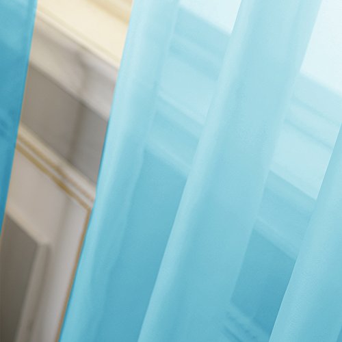 Image of NICETOWN Sheer Curtains for Bedroom Windows 84 inch Length, Grommet Casual Voile Sheer with Light Filter Window Treatments for Nursery /Living Room, Baby Blue, Set of 2, 54 inch Wide