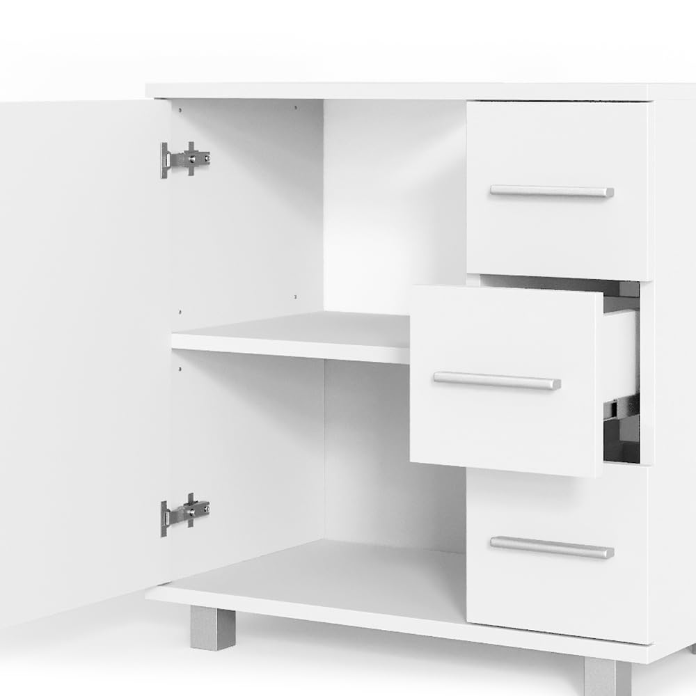 Vicco Set Badkamermeubels Ilias, 3delig, Met Hoge Kast, Wit