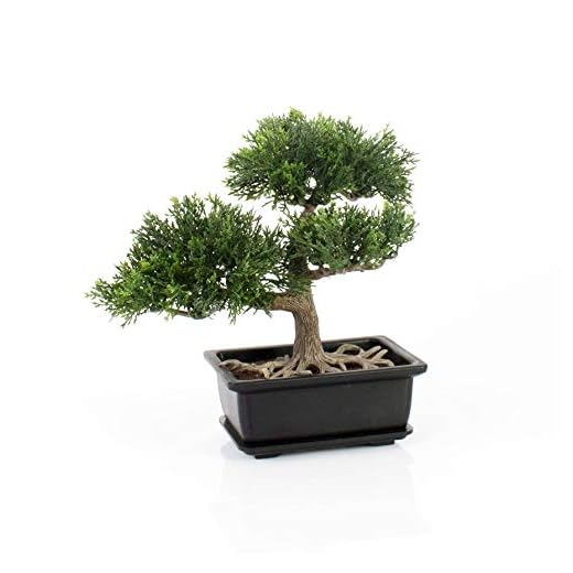 artplants.de Bonsái de Cedro Artificial en Maceta, 20cm - Bonsái Decorativo - Bonsai Artificial