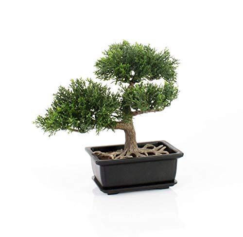 artplants.de Bonsái de Cedro Artificial en Maceta, 20cm - Bonsái Decorativo - Bonsai Artificial