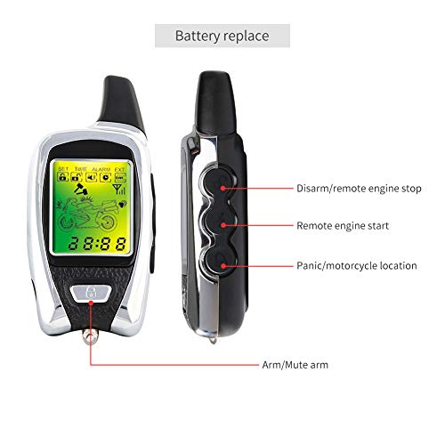 Easyguard EM209 2-Wege-Motorrad-Alarmanlage mit Fernbedienung Motorstart-Mikrowellensensor, farbiges LCD-Pager-Display, Stoßsensor, Näherungssensor inklusive Universalversion 12 V Gleichstrom - Image 4