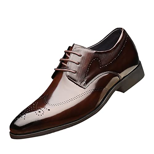 Mens Classic Business Formal Shoes Comfortable Low Heel Matte Leather Dress Shoes Non Slip Office Leather Shoe Elegant Dating Shoe with Durable Sole Arch Supprot Footwear