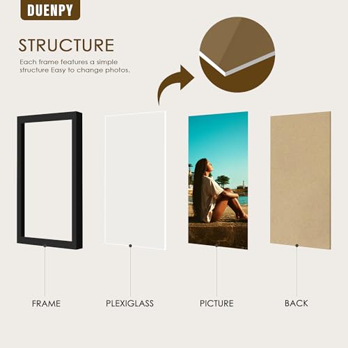 Image of DUENPY 5 Folding 5x7 Accordion Wood Frame Plexiglass Black