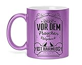  Tasse Kaffeetasse mit Lila Glitzer Rhodesian Ridgeback Hund Spruch - Beidseitiger Druck