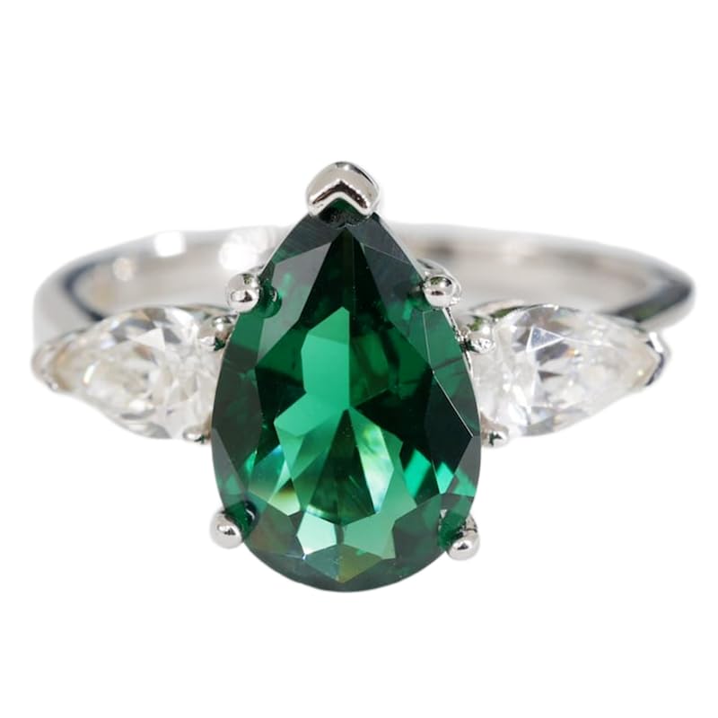 Bague émeraude naturelle argent 925 et diamants LK_DHR_0123