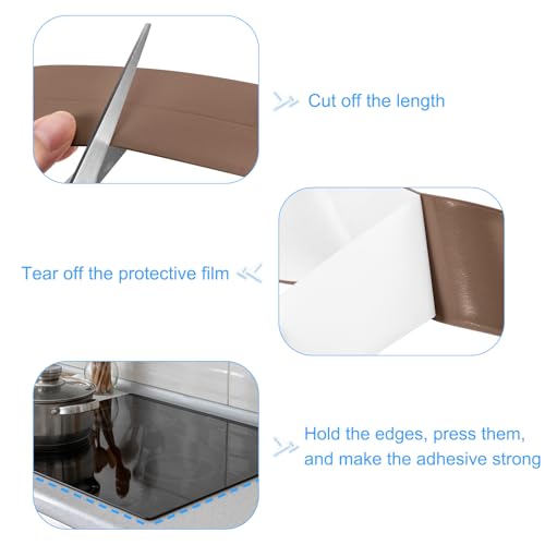 sourcing map 2Stk Dichtungsband 10.5Ft x 0.87 PVC Selbstklebend Wasserdicht Abdichten Klebeband für Küche Arbeitsfläche Bad Toilet Badewanne Boden Wand Ecke Kante Beschützer Braun