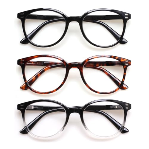 3 pack reading glasses spring hinge stylish readers blacktortoise for men and women 3 mix 250