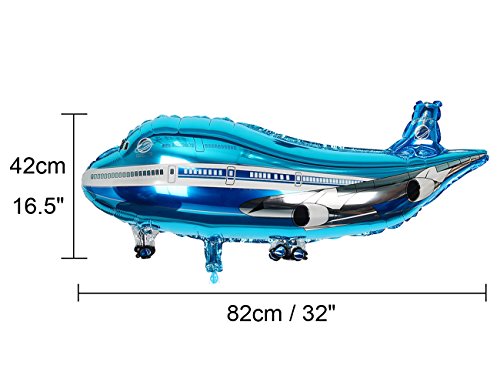 Bouti1583 Airplane Helicopter Plane Shaped Foil Balloon 32 Inch, Pack Of 3 Party Children Birthday Kids Favor Cartoon Decorations (Blue & Red) #TOP3