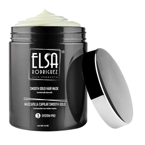 Elsa Rodriguez, Smooth Gold, deep conditioning treatment damaged & growth, hair mask treatment, seals the cuticle & repairing hair, enriched with stem cells restorative hair mask, 16 Oz.
