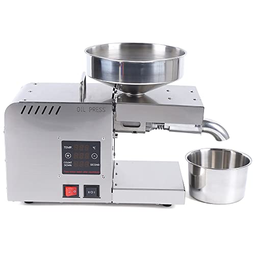 Ageanbri Commercial Automatic Oil Press Machine, 610W Stainless Steel Presser 3.5-5.5 kg/h Oil Press Speed Seed Oil Maker High Oil Extraction Rate for Peanut Sesame Canola Soybean (Style 6)