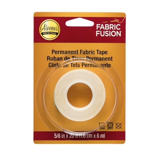 Aleene's Fabric Fusion Adheisve Fabric Tape , Peel and Stick, Permanent and Washable Fabric Glue Tape for Crafts, 5/8' Roll