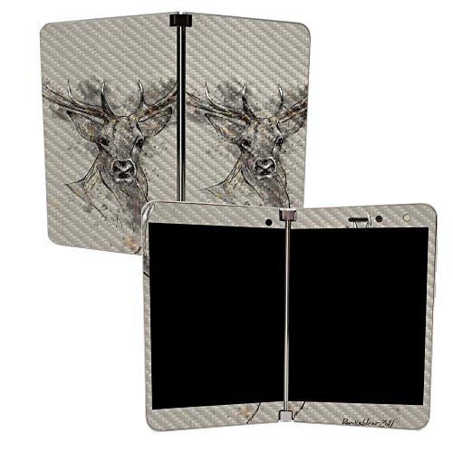 Image of MightySkins Carbon Fiber Skin for Microsoft Surface Duo - Ink Buck | Protective, Durable Textured Carbon Fiber Finish | Easy to Apply, Remove, and Change Styles | Made in The USA