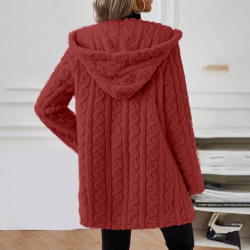Vneck Jacket for Women Winter Fall Long Sleeve Loose Fit Warm Fuzzy Hooded Cardigan Jacket Hoods Outfit Women 20253