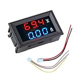 1 Stück DC Voltmeter Ammeter Blau 100V 10A + LED rot Digitalvoltmeter Doppelanzeige