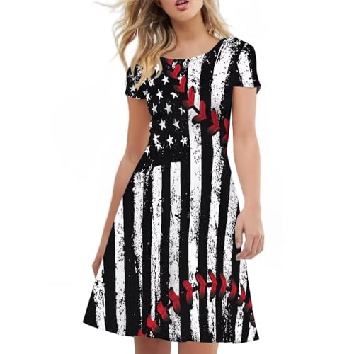 Image of AFPANQZ Womens Casual Summer Lightweight Vintage Dress Short Sleeve Midi Dress Knee-Long Luxury Formal Dress