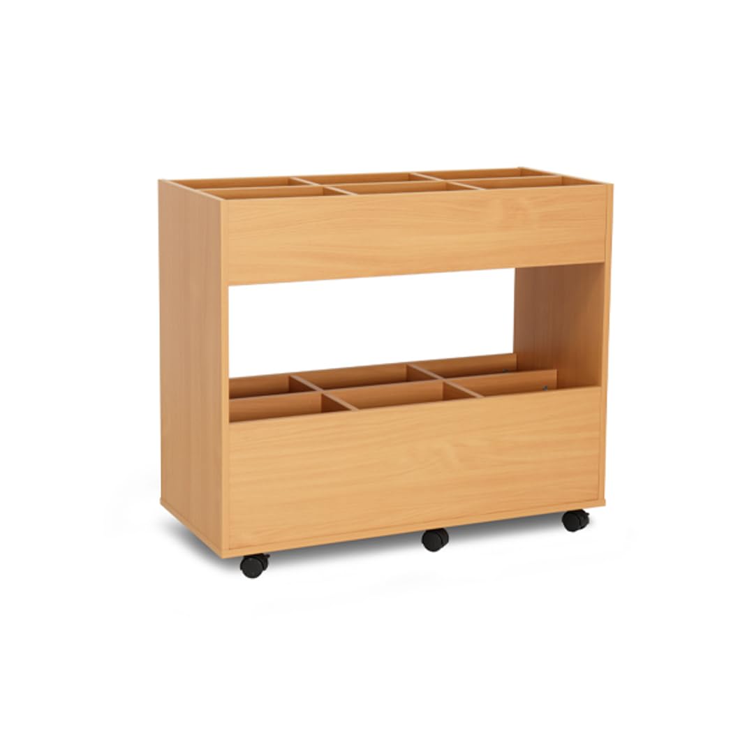 Office Needs Direct12 Bay Mobile Kinderbox Double Decker Tray Storage Unit Beech W1026 x D457 x H884mm