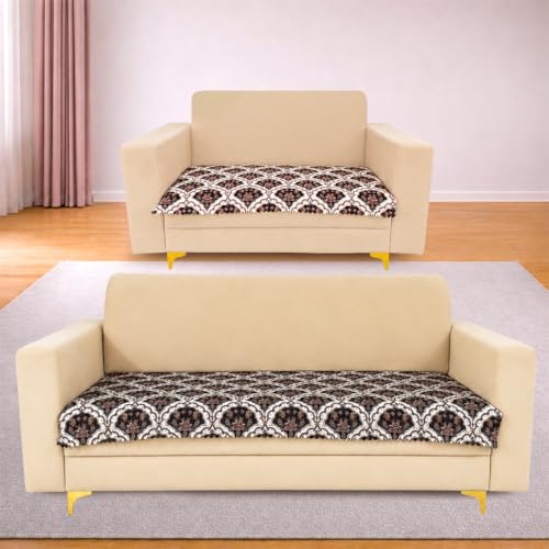 Image of Homerz Premium Printed Quilted Velvet Sofa Slip Cover Protector, Sofa Mat, Exact Size, Antislip Cover (Botanica, 5 (3+2) Seater, Half)