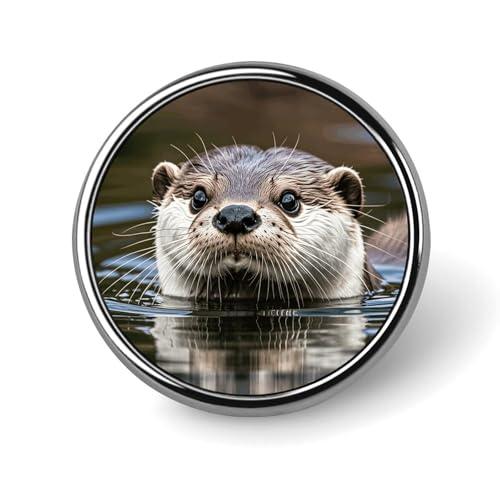 Aluminium Alloy Round Badge Brooch Pins for Men Cute Otter Brooches Elegant Pin for Women Fashion Button Badges Brooch Badge for Hats Jackets Shirts