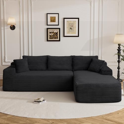 Flyida 95' Boneless Cloud Sectional Couches for Living Room, Comfy Fluffy L Shaped Deep Seat Memory...