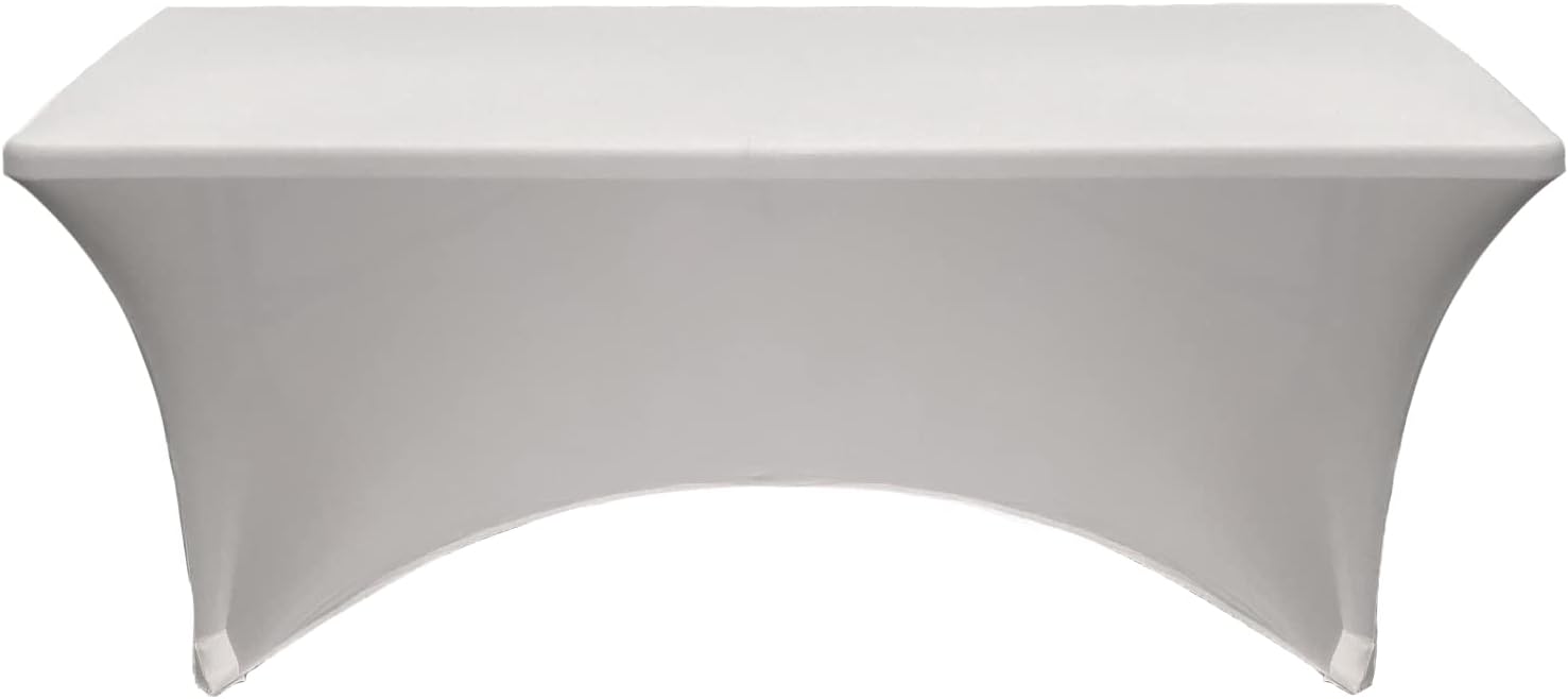 Silver Stretch Spandex Rectangular Table Cover for 6 ft Table