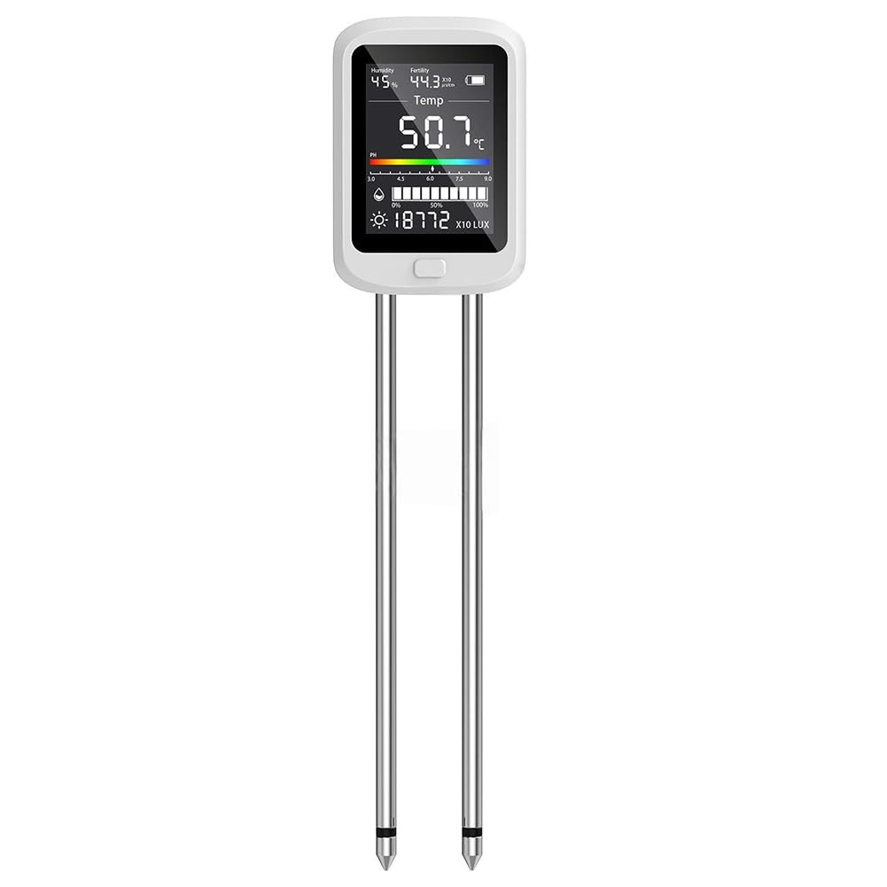 Jnchdghwa Soil PH Tester Soil Sunlight Tester Soil Testing Instrument, Dual-Needle High- Tester, Six-in-One/Celsius
