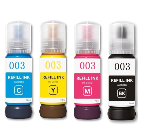 Image of ANG 003 Premium Refill Ink Compatible for Printers L3110, L3150, L4260, L4160, L3152, L3115, L3100, L3101, L3116, L3151, L3156, L1110, L5190, L4150, L14150,L6170,L6160 (4 Color Set)(70 ml Each)