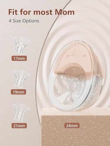 Image of Hands Free Breast Pump, Wearable Breastfeeding Pump, Lightweight Portable Electric Pump 4 Modes & 12 Suction Levels, Comfortable & Low Noise, 24mm Flange, 1 Pack Pink (ROUND-1)