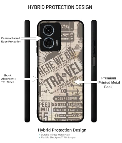 Image of Travel Design Premium 2D Printed Metal Back Case Cover for Motorola Moto G34 5G / G45 5G