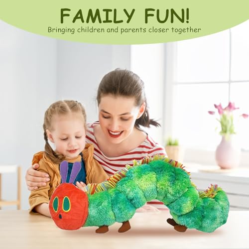 Ferizzia Raupe Nimmersatt Kuscheltier, 27 cm Kleine Raupe Plüschtier, Weiches Süßes Grün Raupenspielzeug, Plüsch Kuschelkissen, zum Kuscheln, Ideale Wahl für Alltägliches Spielzeug
