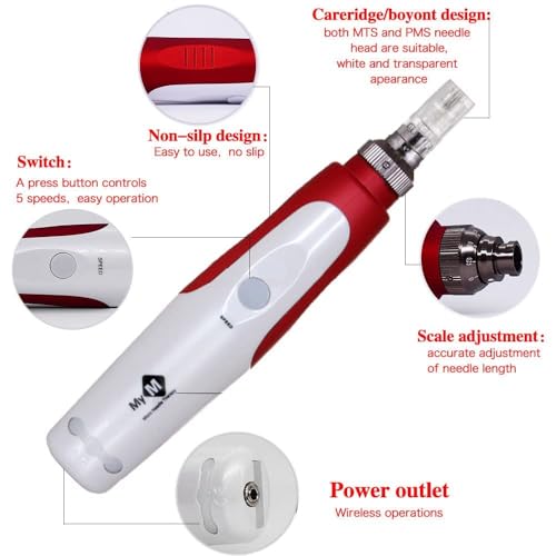 Image of Derma Pen with 2 Extra 12 Needles Cartridges Derma Pen | Mesopen for Anti Aging | Skin Facial Care | Skin Rejuvenation (N2-C WIRE)