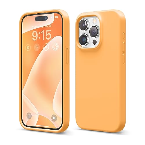 Image of elago Compatible with iPhone 15 Pro Case, Liquid Silicone Case, Full Body Protective Cover, Shockproof, Slim Phone Case, Anti-Scratch Soft Microfiber Lining, 6.1 inch (Orange)