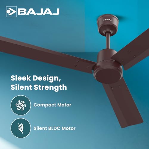 Image of Bajaj Classico Sleek 5S 1200MM(48) BLDC Ceiling Fan with Remote|BEE 5 Star Rated Energy Efficient|Saves upto 57% on electricity bills|Sleek Compact Design|High Air Delivery|2Yr Warranty|Red Walnut