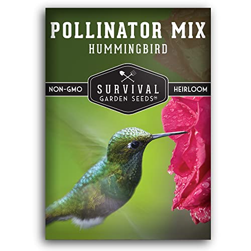 Hummingbird Pollinator Mix Wildflower Seed for Planting - Packet with Instructions to Plant and Grow Flowering Plants in Your Home Vegetable Garden - Non-GMO Heirloom Varieties - Survival Garden Seeds