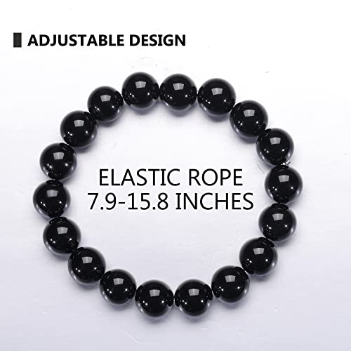 Natural 10-12mm Gorgeous Semi-Precious Gemstones Healing Crystal Stretch Elastic Beaded Bracelet Unisex Yoga Meditation Relax Anxiety Bangle for Womens Mens2
