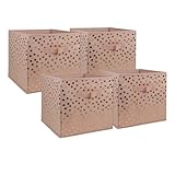 DII Non Woven Polyester Storage Bin, Polka Dot, Pink & Gold, Small Set of 4