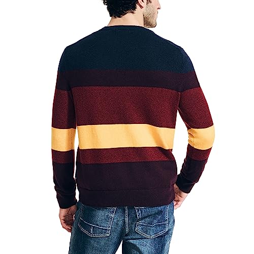 Nautica mens Nautica Sustainably Crafted Striped Textured Crewneck Sweater2
