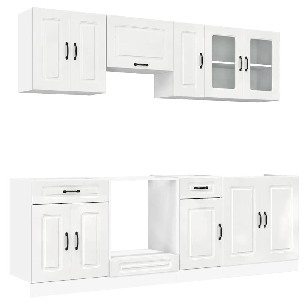 vidaXL Set Mobili da Cucina 8 pz Kalmar Bianchi Lucido in Truciolato