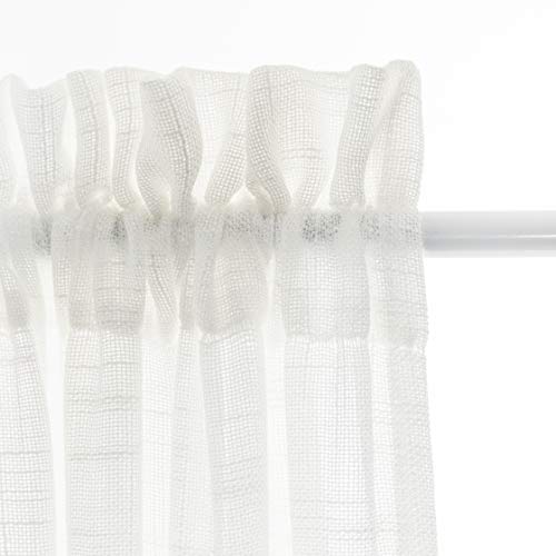 Aquazolax Privacy Curtains For Side Lights Window White Linen French Door Curtain Panels Semi Sheer Door Curtains Window Treatment For Front Entry Door, 1 Panel, W30 X L72 Inches #TOP1