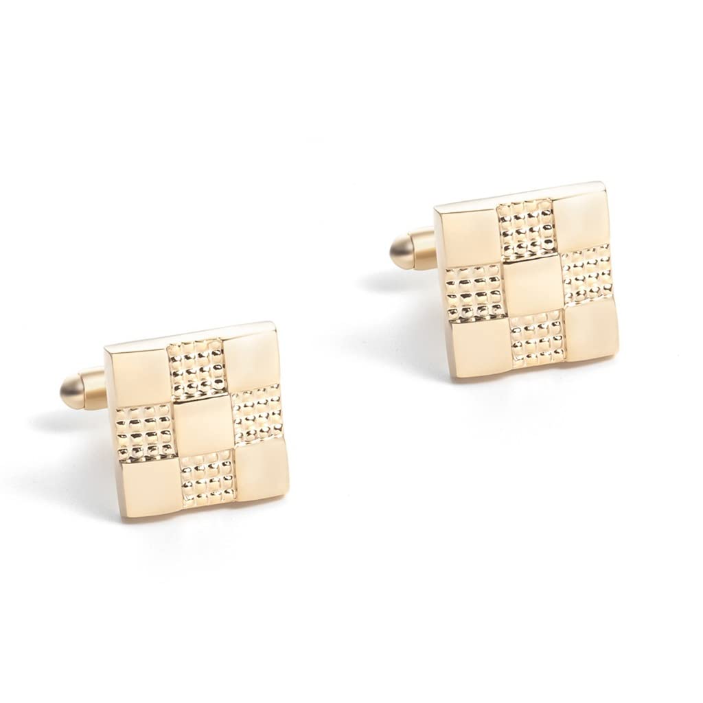 Gemelli con fermacravatta in Oro galvanizzato, da Uomo, Stile Francese, Casual, da Lavoro, con Fermaglio per Colletto (D Come Mostrato)