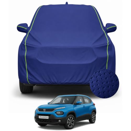 Image of Pivalo Premium Car Cover for Tata Punch 100% Waterproof All Weather Protection Dustproof 3 Layer PP & Soft Cotton Inner Lining Fabric Tripple Stitched Secure Fit Full Body Cover (Tiebond Blue)