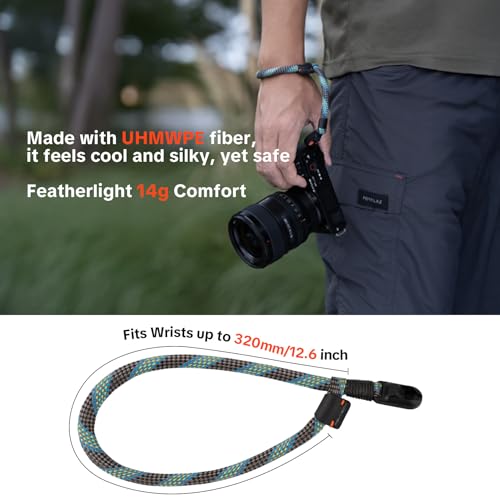 Image of PGYTECH Camera Wrist Strap Slim Outdoor Style, Adjustable Quick Release Anti-Drop Camera Hand Strap for Sony /Nikon /Canon Compact Cameras /Mirrorless /Smartphone /Gopro, 55.1lb Capacity, Wilderness Green