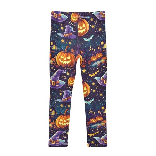 Pumpkin Magic Hat Girls Leggings Soft Stretch Workout Yoga Dance Pants for Kids Casual Tights2