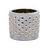 Nearly Natural 7in. Regal Stone Hobnail Planter with Gold Accents