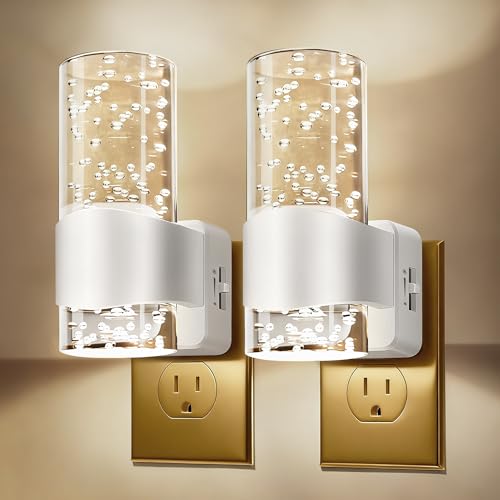 Image of Night Lights Plug into Wall, Dimmable LED Night Light with Dusk to Dawn Sensor, Plug in Night Light Brightness Adjustable, 2 Pack 3000K Acrylic Nightlight for Bathroom Hallway
