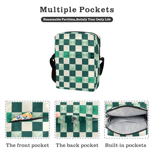 KLL Gingham Jade Cream mens messenger bag Vegan Leather cross body bag for woman Shopping Shoulder Hand Bags2